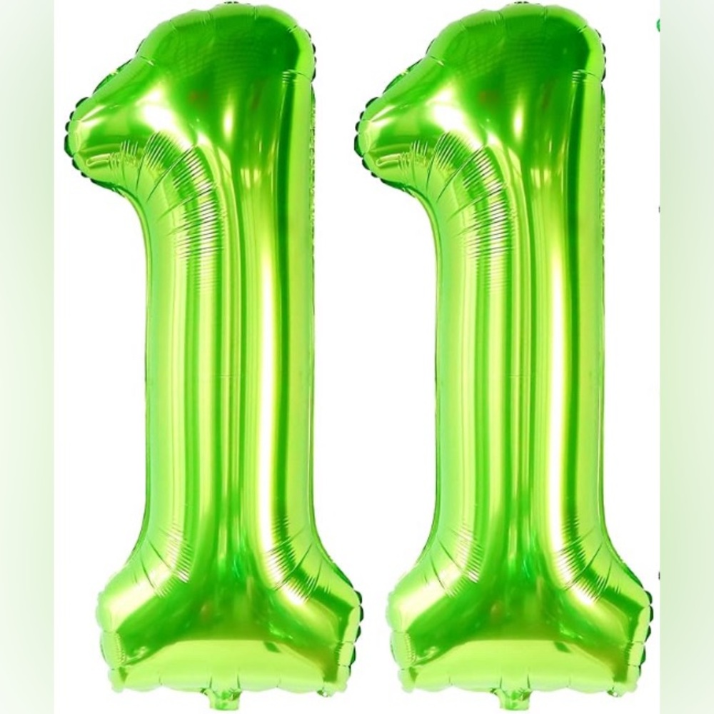 Green Number 11 Foil Balloons